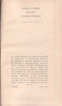 Karel Čapek: Bajky a podpovídky