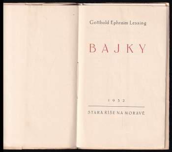 Gotthold Ephraim Lessing: Bajky