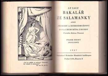 Alain-René Lesage: Bakalář ze Salamanky, aneb, Příhody a dobrodružství Dona Cherubína z Rondy : Díl 1-2 + v JEDNOM SVAZKU