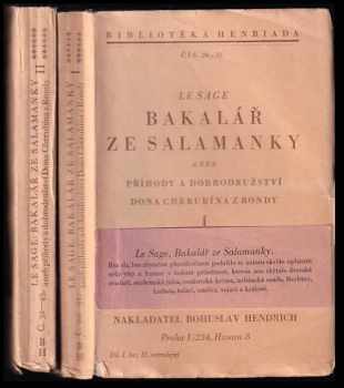 Alain-René Lesage: Bakalář ze Salamanky, aneb, Příhody a dobrodružství Dona Cherubína z Rondy I.,II.