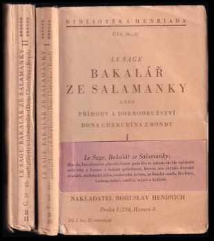 Bakalář ze Salamanky, aneb, Příhody a dobrodružství Dona Cherubína z Rondy I.,II. - Alain-René Lesage (1927, Bohuslav Hendrich) - ID: 147792