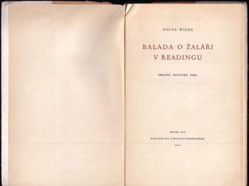 Oscar Wilde: Balada o žaláři v Readingu