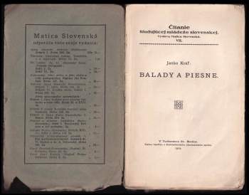 Janko Kráľ: Balady a piesne