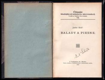 Janko Kráľ: Balady a piesne