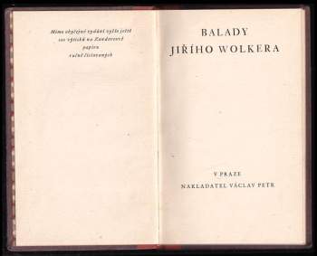 Jiří Wolker: Balady Jiřího Wolkera