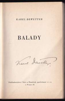 Karel Dewetter: Balady