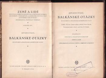 Jovan Cvijić: Balkánské otázky