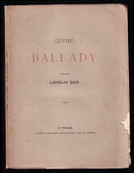 Johann Wolfgang von Goethe: Ballady Göthovy