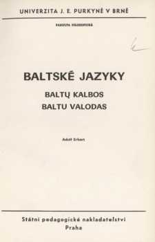 Adolf Erhart: Baltské jazyky