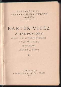 Henryk Sienkiewicz: Bartek vítěz a jiné povídky