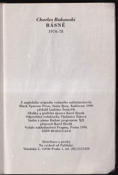 Charles Bukowski: Básně 1974-78