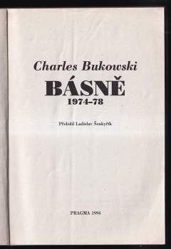 Charles Bukowski: Básně 1974-78