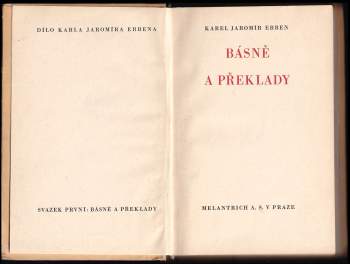 Karel Jaromír Erben: Básně a překlady