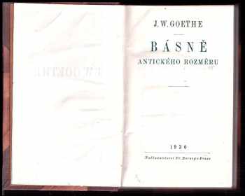 Johann Wolfgang von Goethe: Básně antického rozměru