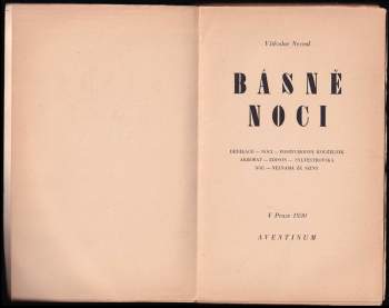Vítězslav Nezval: Básně noci