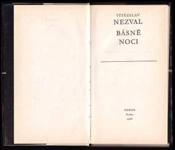 Vítězslav Nezval: Básně noci