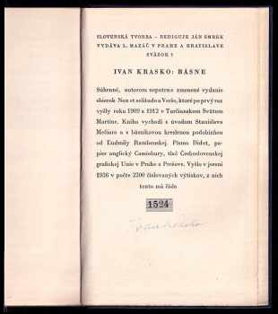 Ivan Krasko: Básne