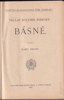 Václav Bolemír Nebeský: Básně