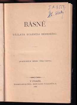 Václav Bolemír Nebeský: Básně Václava Bolemíra Nebeského