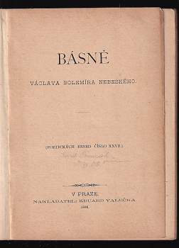 Václav Bolemír Nebeský: Básně Václava Bolemíra Nebeského