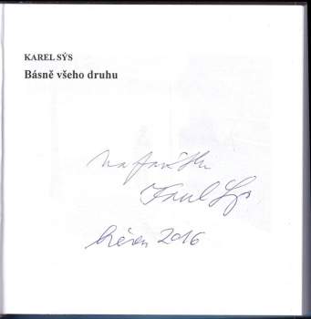 Karel Sýs: Básně všeho druhu