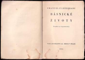 Emanuel Lešehrad: Básnické životy