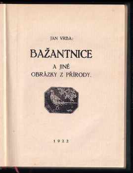 Jan Vrba: Bažantnice a jiné obrázky z přírody