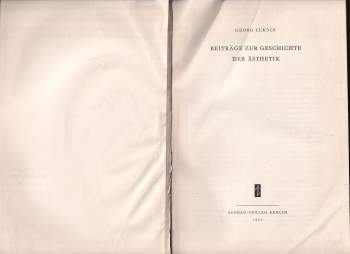 Győrgy Lukács: Beiträge zur Geschichte der Ästhetik