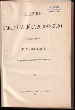 Karel Havlíček Borovský: Belletrie Karla Havlíčka Borovského