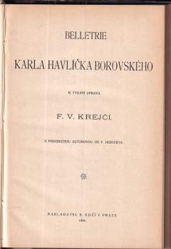Karel Havlíček Borovský: Belletrie Karla Havlíčka Borovského