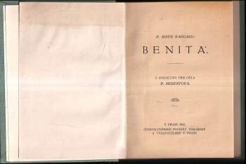 H. Rider Haggard: Benita