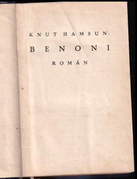 Knut Hamsun: Benoni