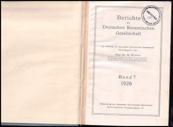 R. Rieke: Berichte der Deutschen Keramischen Gesellschaft E.V., Band 7