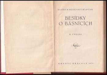 Bedřich Beneš Buchlovan: Besídky o básnících