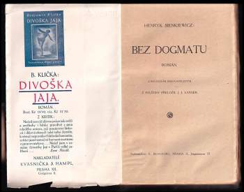 Henryk Sienkiewicz: Bez dogmatu