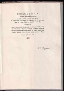 Petr Bezruč: Bezruč a Machar : přátelství básníků : [vzájemná básnická korespondence] + PODPIS AUTORA a C. BOUDY