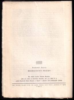 Drahomír Šajtar: Bezručovy prózy