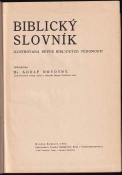 Adolf Novotný: Biblický slovník