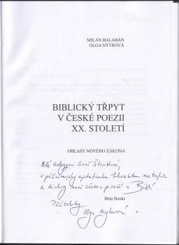 Olga Nytrová: Biblický třpyt v české poezii XX. století