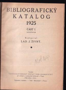 Ladislav Jan Živný: Bibliografický katalog