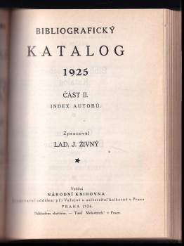 Ladislav Jan Živný: Bibliografický katalog