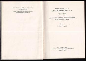 Zdeněk Tyl: Bibliografie české lingvistiky 1956-1960