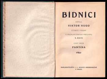 Victor Hugo: Bídníci I - V - Fantina + Kozeta + Marius + Idylla v ulici Plumenské a Epopea v ulici St. Deníské + Jean Valjean