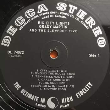 Grady Martin And The Slew Foot Five: Big City Lights