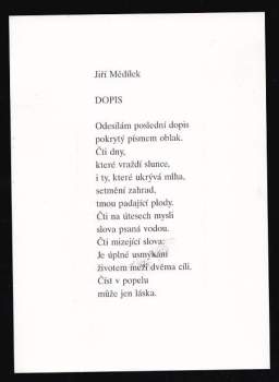 Jiří Mědílek: Bílé písmo