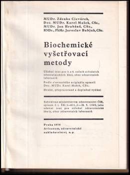 Zdenko Cicvárek: Biochemické vyšetřovací metody