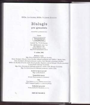Jan Jelínek: Biologie pro gymnázia