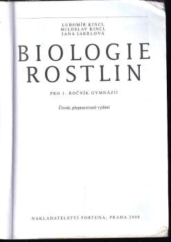 Lubomír Kincl: Biologie rostlin