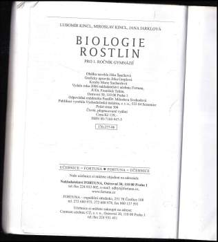 Lubomír Kincl: Biologie rostlin pro 1. ročník gymnázií