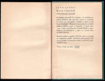 Jean Giono: Bitva v horách